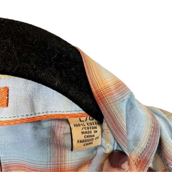 Tommy Bahama Jeans Plaid Shirt Large Blue Orange Cotton Button Down Resort - Picture 14 of 16